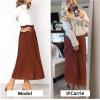 imageEXLURA Womens High Waist Polka Dot Pleated Maxi Skirt Midi Swing Skirt Beach Vacation Cruise Outfits with PocketsCoffee