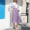imageEXLURA Womens High Waist Polka Dot Pleated Maxi Skirt Midi Swing Skirt Beach Vacation Cruise Outfits with PocketsPurple Floral