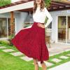 imageEXLURA Womens High Waist Polka Dot Pleated Maxi Skirt Midi Swing Skirt Beach Vacation Cruise Outfits with PocketsRed