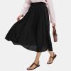 imageEXLURA Womens High Waist Polka Dot Pleated Maxi Skirt Midi Swing Skirt Beach Vacation Cruise Outfits with PocketsSolid Black