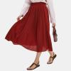 imageEXLURA Womens High Waist Polka Dot Pleated Maxi Skirt Midi Swing Skirt Beach Vacation Cruise Outfits with PocketsSolid Caramel