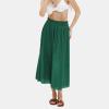 imageEXLURA Womens High Waist Polka Dot Pleated Maxi Skirt Midi Swing Skirt Beach Vacation Cruise Outfits with PocketsSolid Green
