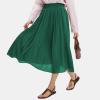 imageEXLURA Womens High Waist Polka Dot Pleated Maxi Skirt Midi Swing Skirt Beach Vacation Cruise Outfits with PocketsSolid Green