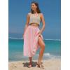 imageEXLURA Womens High Waist Polka Dot Pleated Maxi Skirt Midi Swing Skirt Beach Vacation Cruise Outfits with PocketsSolid Pink