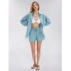 imageEXLURA Womens Summer 2 Piece Sets Long Sleeve Button Down Shirts Matching Short Sets Beach Vacation Cruise Outfits 2025Blue Green