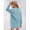 imageEXLURA Womens Summer 2 Piece Sets Long Sleeve Button Down Shirts Matching Short Sets Beach Vacation Cruise Outfits 2025Blue Green
