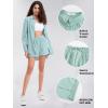 imageEXLURA Womens Summer 2 Piece Sets Long Sleeve Button Down Shirts Matching Short Sets Beach Vacation Cruise Outfits 2025Green