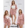 imageEXLURA Womens Summer 2 Piece Sets Long Sleeve Button Down Shirts Matching Short Sets Beach Vacation Cruise Outfits 2025Orange Purple