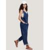 imageEXLURA Womens Summer High Roller Denim Bib Jumpsuits Casual Loose Overalls Baggy Jeans Romper with Pockets 2025 OutfitsDenim Blue