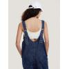 imageEXLURA Womens Summer High Roller Denim Bib Jumpsuits Casual Loose Overalls Baggy Jeans Romper with Pockets 2025 OutfitsDenim Blue