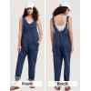 imageEXLURA Womens Summer High Roller Denim Bib Jumpsuits Casual Loose Overalls Baggy Jeans Romper with Pockets 2025 OutfitsDenim Blue