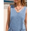 imageEXLURA Womens Summer High Roller Denim Bib Jumpsuits Casual Loose Overalls Baggy Jeans Romper with Pockets 2025 OutfitsDenim Light Blue
