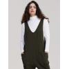 imageEXLURA Womens Summer High Roller Denim Bib Jumpsuits Casual Loose Overalls Baggy Jeans Romper with Pockets 2025 OutfitsOliver Green