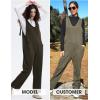 imageEXLURA Womens Summer High Roller Denim Bib Jumpsuits Casual Loose Overalls Baggy Jeans Romper with Pockets 2025 OutfitsOliver Green