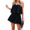 imageEXLURA Womens 2025 Summer Romper Dress Spaghetti Strap Pleated Beach Vacation Outfit Fashion Cruise Short Jumpsuit OutfitsBlack