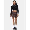 imageEXLURA Womens Button Bodycon Mini Skirt Sexy Night Club High Waist Elastic Y2K Trendy Short Plaid SkirtsBlack Red