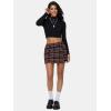 imageEXLURA Womens Button Bodycon Mini Skirt Sexy Night Club High Waist Elastic Y2K Trendy Short Plaid SkirtsBlack Red