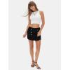 imageEXLURA Womens Button Bodycon Mini Skirt Sexy Night Club High Waist Elastic Y2K Trendy Short Plaid SkirtsDenim Black