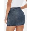 imageEXLURA Womens Button Bodycon Mini Skirt Sexy Night Club High Waist Elastic Y2K Trendy Short Plaid SkirtsDenim Blue