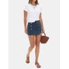 imageEXLURA Womens Button Bodycon Mini Skirt Sexy Night Club High Waist Elastic Y2K Trendy Short Plaid SkirtsDenim Blue