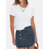 imageEXLURA Womens Button Bodycon Mini Skirt Sexy Night Club High Waist Elastic Y2K Trendy Short Plaid SkirtsDenim Blue