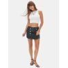 imageEXLURA Womens Button Bodycon Mini Skirt Sexy Night Club High Waist Elastic Y2K Trendy Short Plaid SkirtsDenim Grey