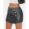 imageEXLURA Womens Button Bodycon Mini Skirt Sexy Night Club High Waist Elastic Y2K Trendy Short Plaid SkirtsDenim Grey
