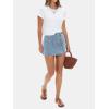 imageEXLURA Womens Button Bodycon Mini Skirt Sexy Night Club High Waist Elastic Y2K Trendy Short Plaid SkirtsDenim Light Blue