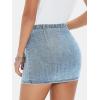 imageEXLURA Womens Button Bodycon Mini Skirt Sexy Night Club High Waist Elastic Y2K Trendy Short Plaid SkirtsDenim Light Blue