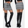 imageEXLURA Womens Button Bodycon Mini Skirt Sexy Night Club High Waist Elastic Y2K Trendy Short Plaid SkirtsGrey