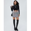 imageEXLURA Womens Button Bodycon Mini Skirt Sexy Night Club High Waist Elastic Y2K Trendy Short Plaid SkirtsGrey Pink