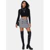 imageEXLURA Womens Button Bodycon Mini Skirt Sexy Night Club High Waist Elastic Y2K Trendy Short Plaid SkirtsGrey Pink
