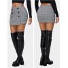 imageEXLURA Womens Button Bodycon Mini Skirt Sexy Night Club High Waist Elastic Y2K Trendy Short Plaid SkirtsGrey Pink