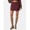 imageEXLURA Womens Button Bodycon Mini Skirt Sexy Night Club High Waist Elastic Y2K Trendy Short Plaid SkirtsWine Red