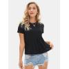 imageEXLURA Womens Summer Crewneck Short Tshirts Pleated Cropped Top Beach Vacation Outfit Business Casual Tops Trendy Blouse 2025Black