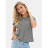 imageEXLURA Womens Summer Crewneck Short Tshirts Pleated Cropped Top Beach Vacation Outfit Business Casual Tops Trendy Blouse 2025Grey
