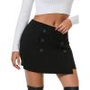 imageEXLURA Womens Button Bodycon Mini Skirt Sexy Night Club High Waist Elastic Y2K Trendy Short Plaid SkirtsBlack