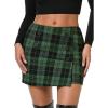 imageEXLURA Womens Button Bodycon Mini Skirt Sexy Night Club High Waist Elastic Y2K Trendy Short Plaid SkirtsGreen Plaid