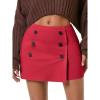 imageEXLURA Womens Button Bodycon Mini Skirt Sexy Night Club High Waist Elastic Y2K Trendy Short Plaid SkirtsRed
