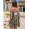 imageEXLURA Womens Sleeveless Denim Dress Casual Summer Crewneck A Line Overall Mini Dress Jean Jumper Pinafore with Pockets 2025Army Green
