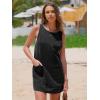 imageEXLURA Womens Sleeveless Denim Dress Casual Summer Crewneck A Line Overall Mini Dress Jean Jumper Pinafore with Pockets 2025Black