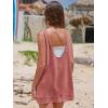 imageEXLURA Womens Sleeveless Denim Dress Casual Summer Crewneck A Line Overall Mini Dress Jean Jumper Pinafore with Pockets 2025Dusty Pink