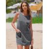 imageEXLURA Womens Sleeveless Denim Dress Casual Summer Crewneck A Line Overall Mini Dress Jean Jumper Pinafore with Pockets 2025Grey