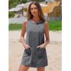 imageEXLURA Womens Sleeveless Denim Dress Casual Summer Crewneck A Line Overall Mini Dress Jean Jumper Pinafore with Pockets 2025Grey