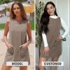 imageEXLURA Womens Sleeveless Denim Dress Casual Summer Crewneck A Line Overall Mini Dress Jean Jumper Pinafore with Pockets 2025Khaki