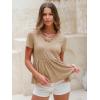imageEXLURA Womens Summer Short Sleeve Peplum Babydoll Tops Cute V Neck T Shirts Beach Vacation Cruise Outfits Casual Tunics 2025Apricot