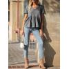 imageEXLURA Womens Summer Short Sleeve Peplum Babydoll Tops Cute V Neck T Shirts Beach Vacation Cruise Outfits Casual Tunics 2025Grey