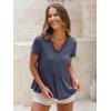 imageEXLURA Womens Summer Short Sleeve Peplum Babydoll Tops Cute V Neck T Shirts Beach Vacation Cruise Outfits Casual Tunics 2025Navy Blue
