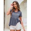 imageEXLURA Womens Summer Short Sleeve Peplum Babydoll Tops Cute V Neck T Shirts Beach Vacation Cruise Outfits Casual Tunics 2025Navy Blue