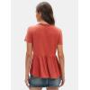 imageEXLURA Womens Summer Short Sleeve Peplum Babydoll Tops Cute V Neck T Shirts Beach Vacation Cruise Outfits Casual Tunics 2025Orange Red